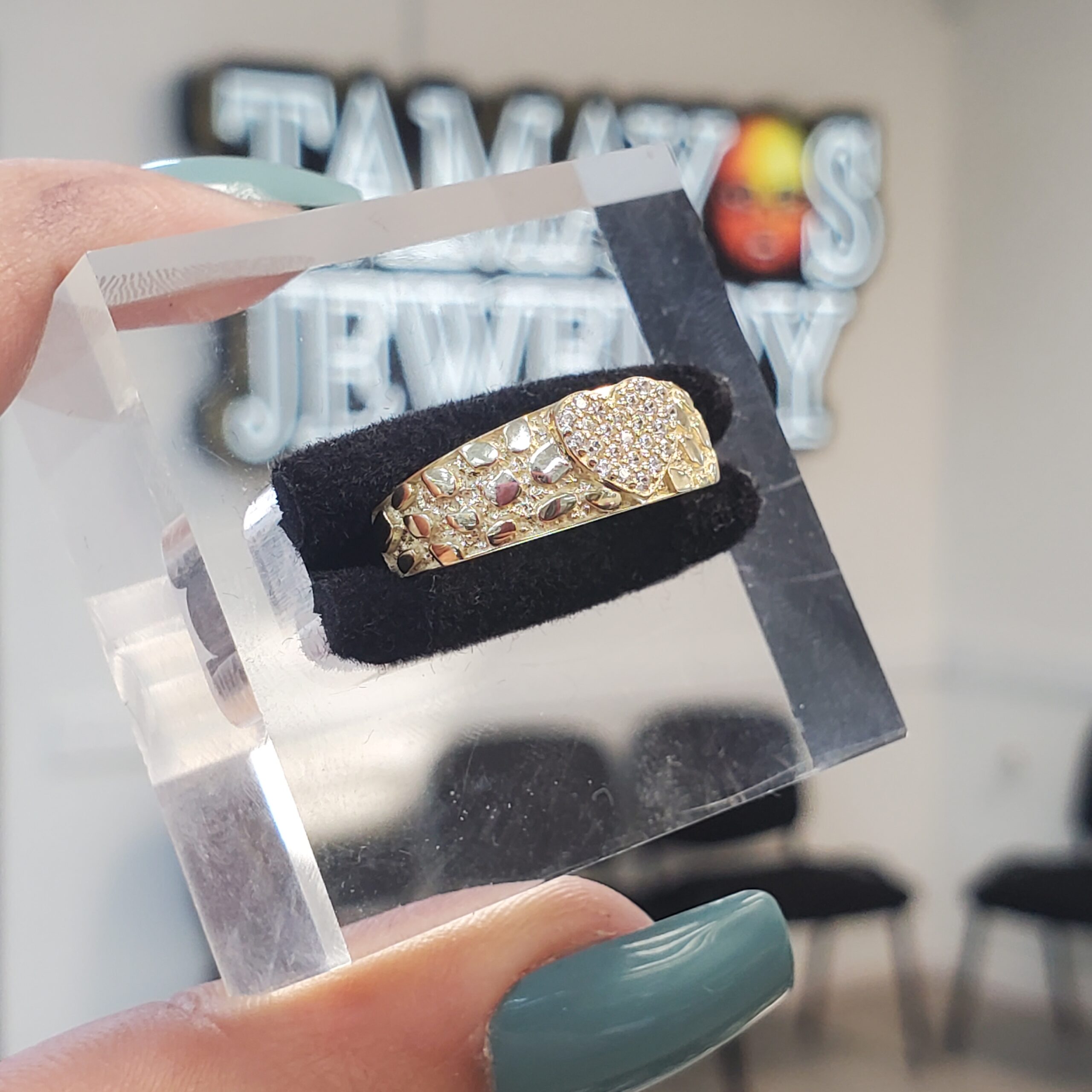 Nugget Heart Ring 10k