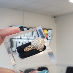 Heart C'Z Ring with Chino Link Chain 10k