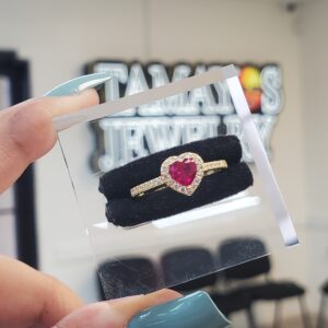 Heart Ring with Red Stone 10k