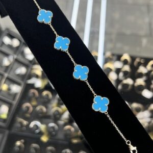 Light Blue Clover Bracelet 10k #0076