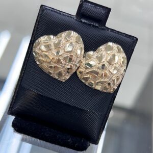 Large Heart Nugget Earrings 10k