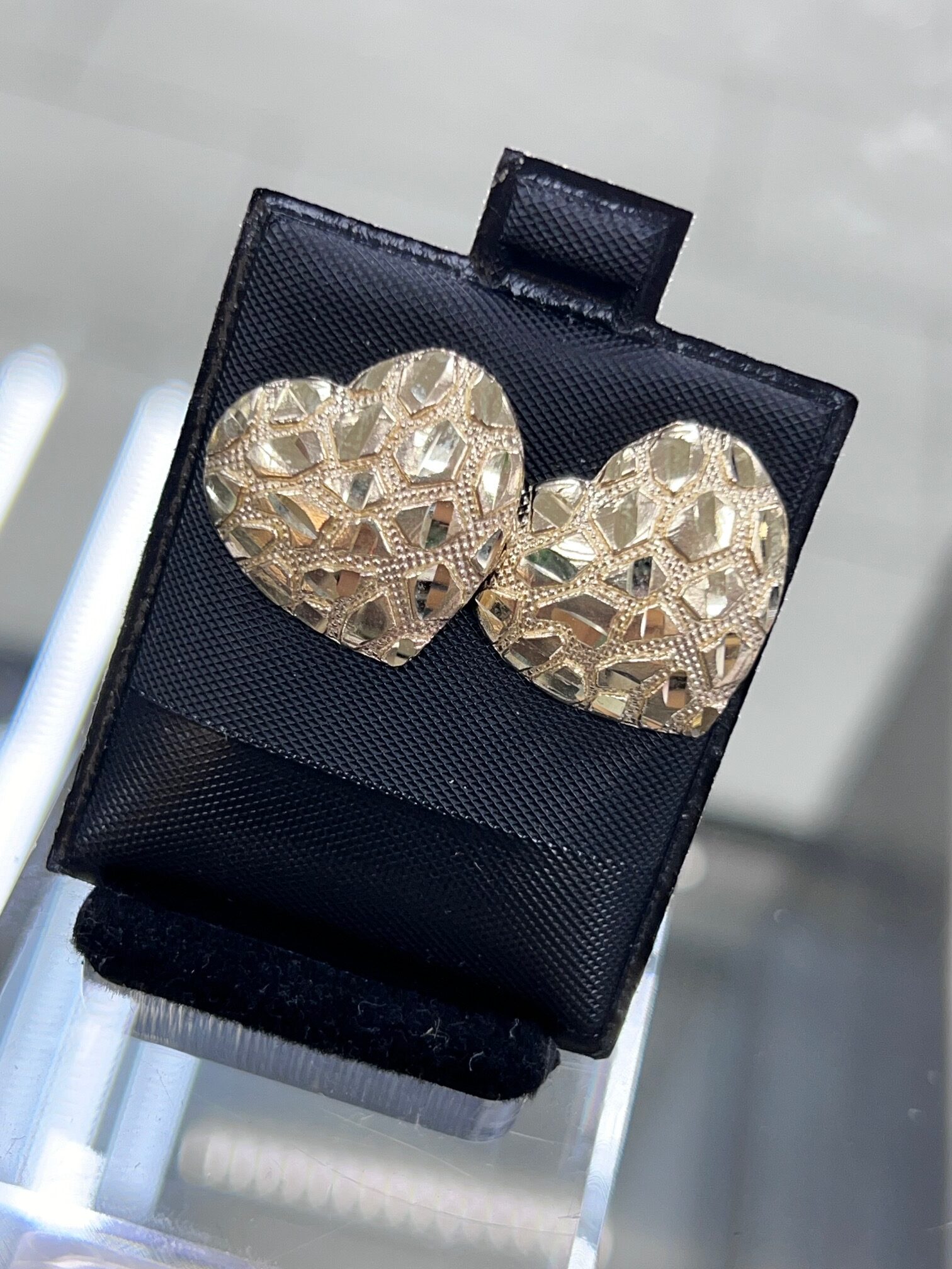 Large Heart Nugget Earrings 10k