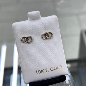 Two Tone Hearts 10k Earrings