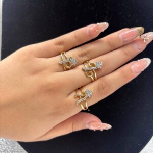 Diamond Ring Initial With Crown 10k