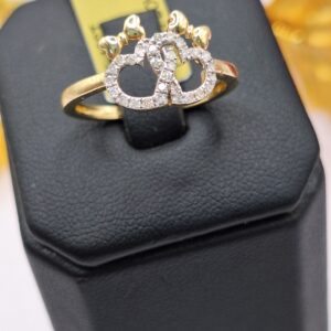 DOUBLE HEARTS WITH BOWS 10K RING