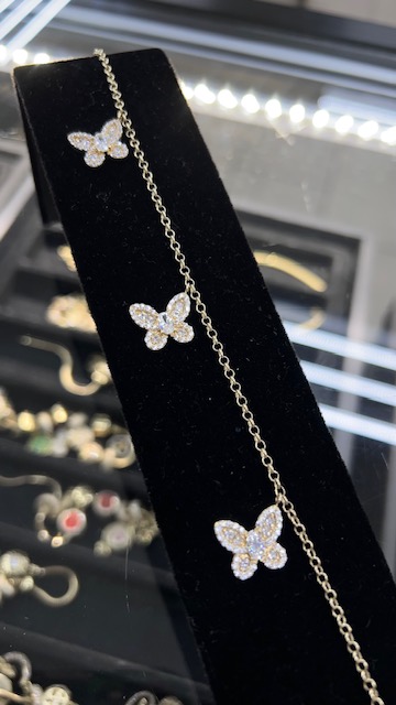 Women's Butterfly Anklet Bracelet 10k