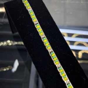 10K Bracelet with Green and Yellow Beads